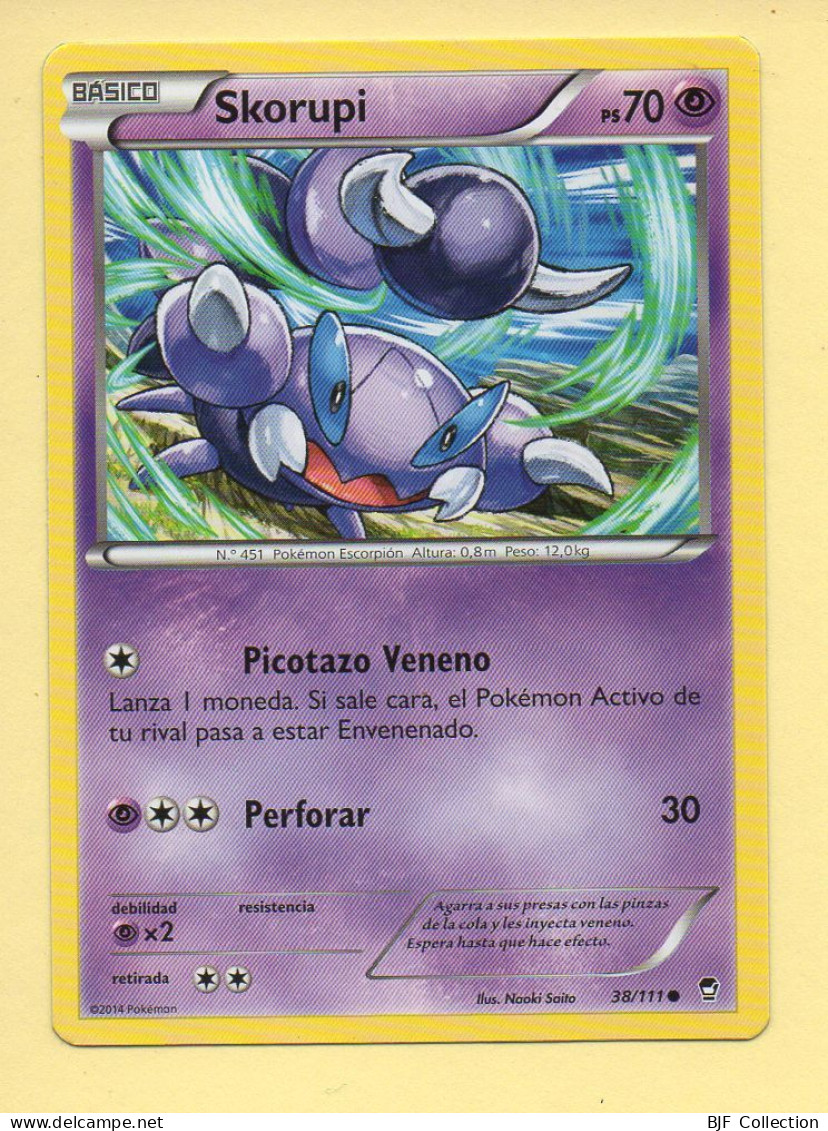 POKEMON N° 38/111 - SKORUPI - XY Poings Furieux (70 PV) Version Espagnole - XY