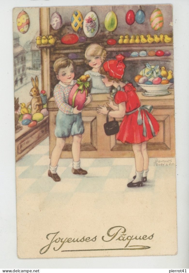 Illustrateur HANNES PETERSEN - Jolie Carte Fantaisie Enfants Dans Chocolaterie De "Joyeuses Pâques " - Petersen, Hannes