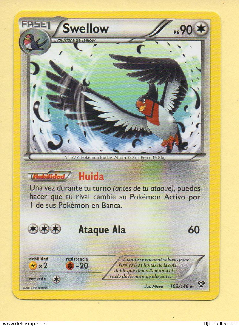 POKEMON N° 103/146 - SWELLOW - XY (90 PV) Version Espagnole - XY