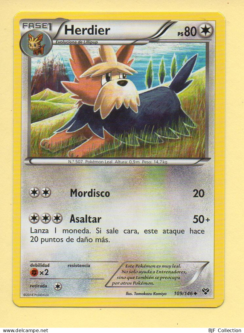 POKEMON N° 109/146 - HERDIER - XY (80 PV) Version Espagnole - XY