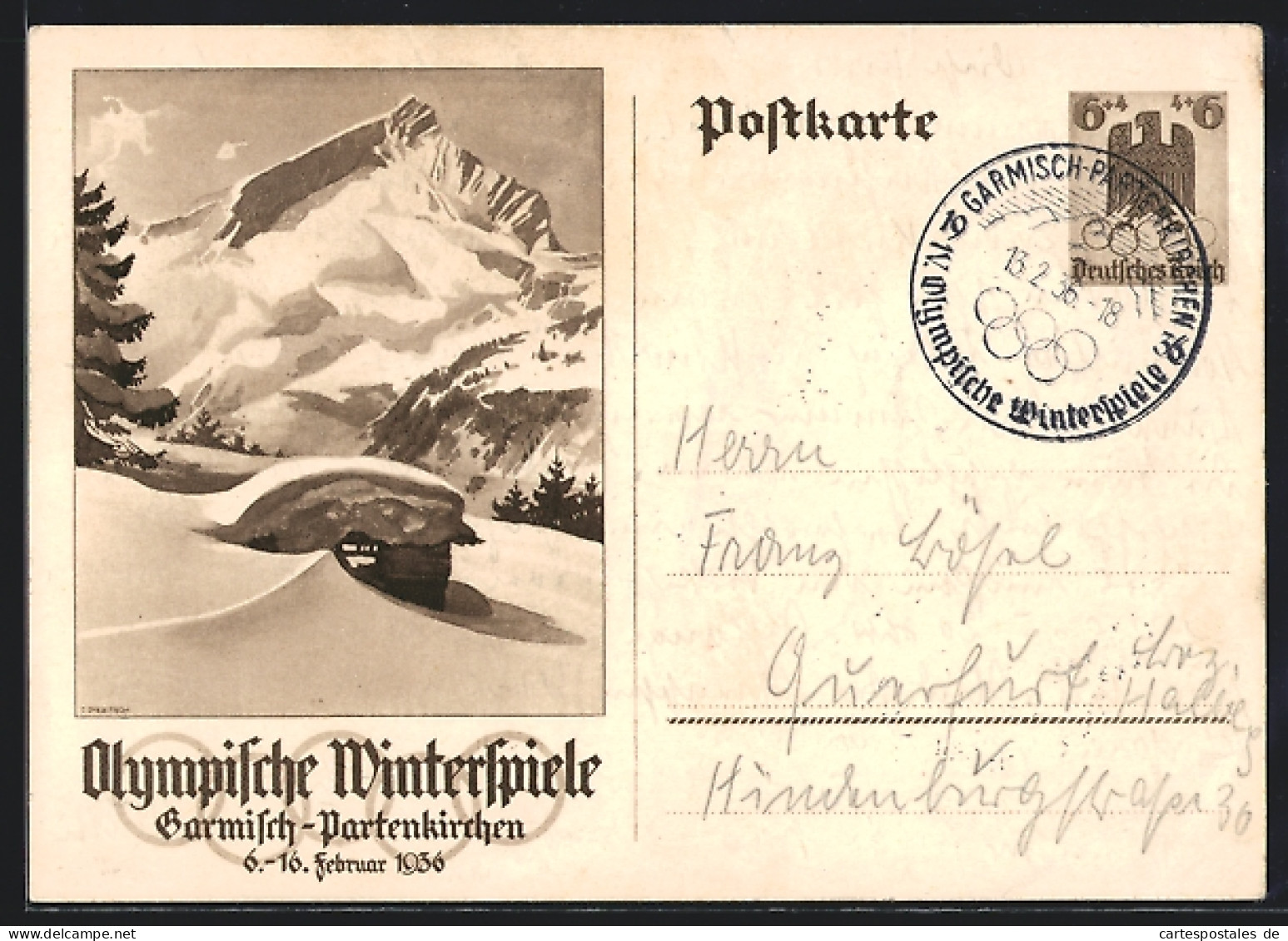 AK Garmisch-Partenkirchen, Olympische Winterspiele 1936, Verschneite Berghütte  - Otros & Sin Clasificación