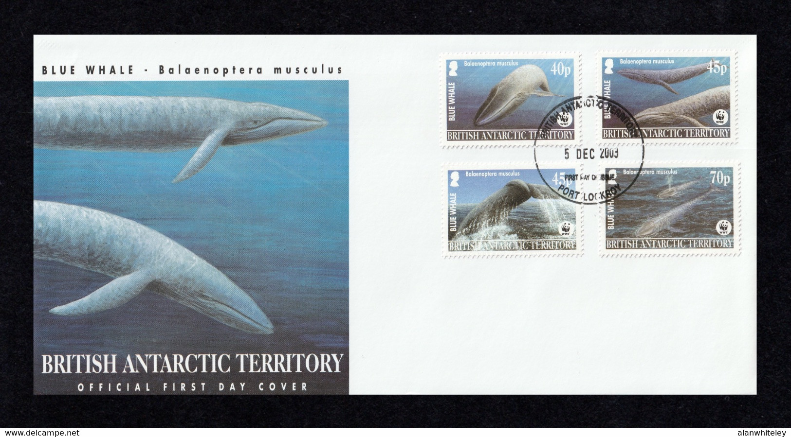 BRITISH ANTARCTIC TERRITORY 2003 Endangered Species / Blue Whale: First Day Cover CANCELLED - Baleines