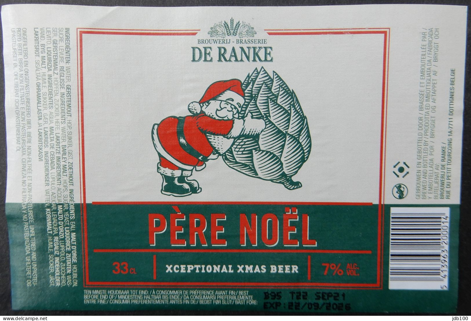 Bier Etiket (5g7), étiquette De Bière, Beer Label, Père Noël Brouwerij De Ranke - Bière