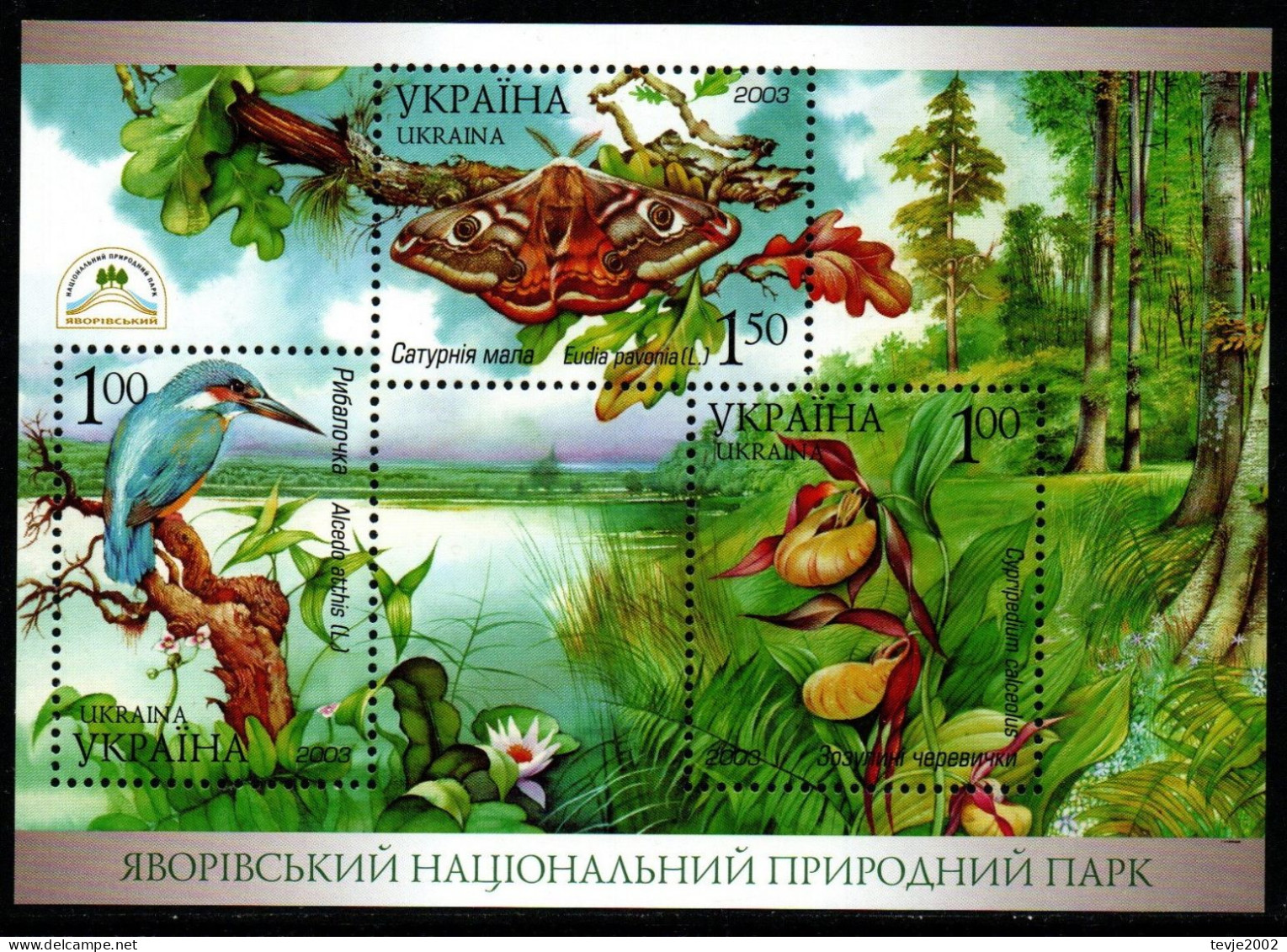 Ukraine 2003 - Mi.Nr. Block 39 - Postfrisch MNH - Tiere Animals Vögel Birds Eisvogel Schmetterlinge Butterflies - Autres & Non Classés