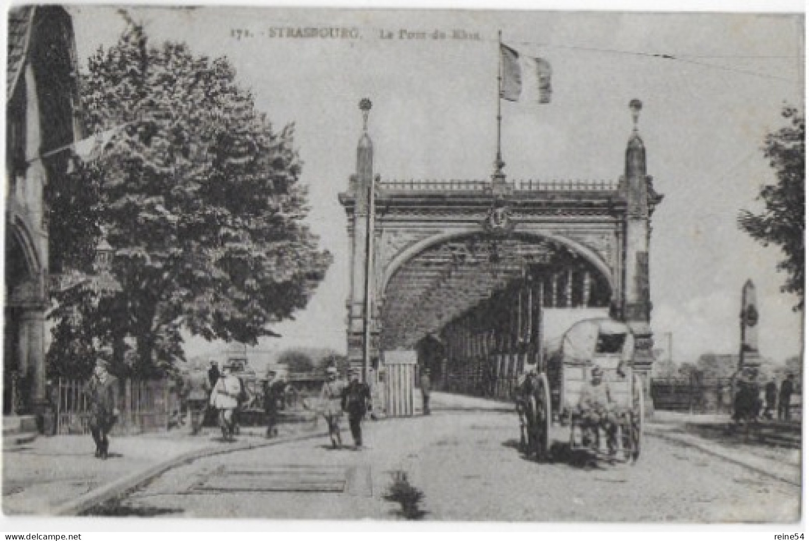 67 STRASBOURG (Bas Rhin) Le Pont Du Rhin Circulé 1930-1931 Edit. La Cigogne (animée-attelage-militaires) - Strasbourg