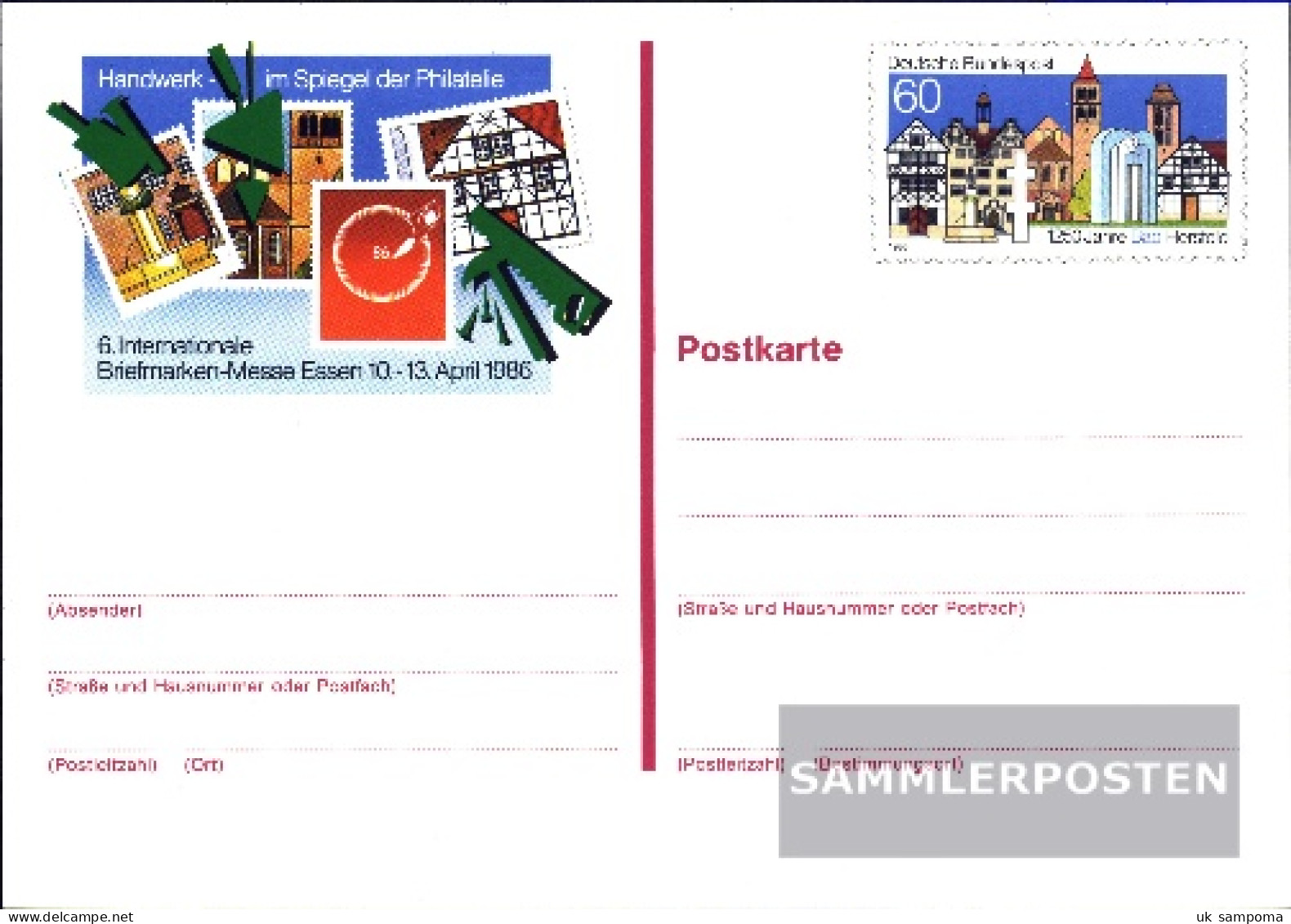 FRD (FR.Germany) PSo12 Official Special Postcards Used 1986 Houses - Other & Unclassified