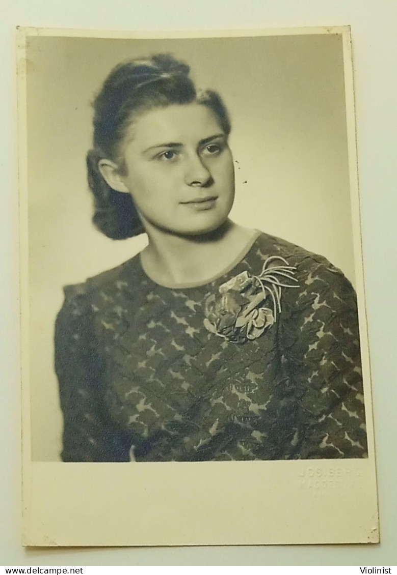 A Girl With A Decoration On Her Blouse-an Old Photo By The Photographer Jos.Berg, Magdeburg, Germany - Anonymous Persons