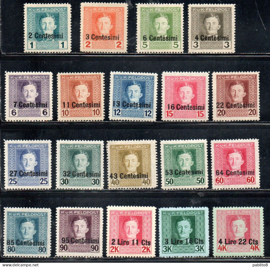 OCCUPAZIONE AUSTRIACA 1918 SOPRASTAMPATI DI AUSTRIA SURCHARGED SERIE COMPLETA COMPLETE SET MH - Ocupación Austriaca