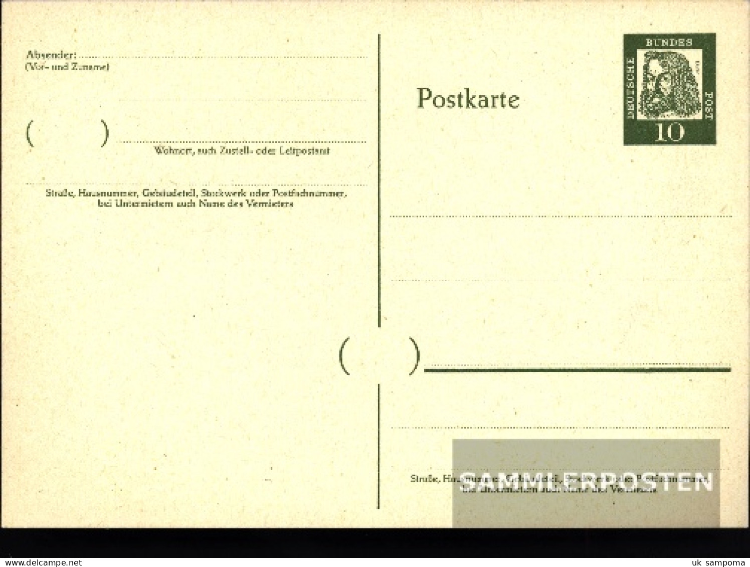 FRD (FR.Germany) P60 Official Postcard Used 1961 Significant German - Andere & Zonder Classificatie