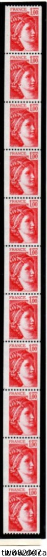 FRANCE   -   ROULETTE   -   Y&T N°  70 **.  1 Fr  Rouge.   Sabine - Rollo De Sellos