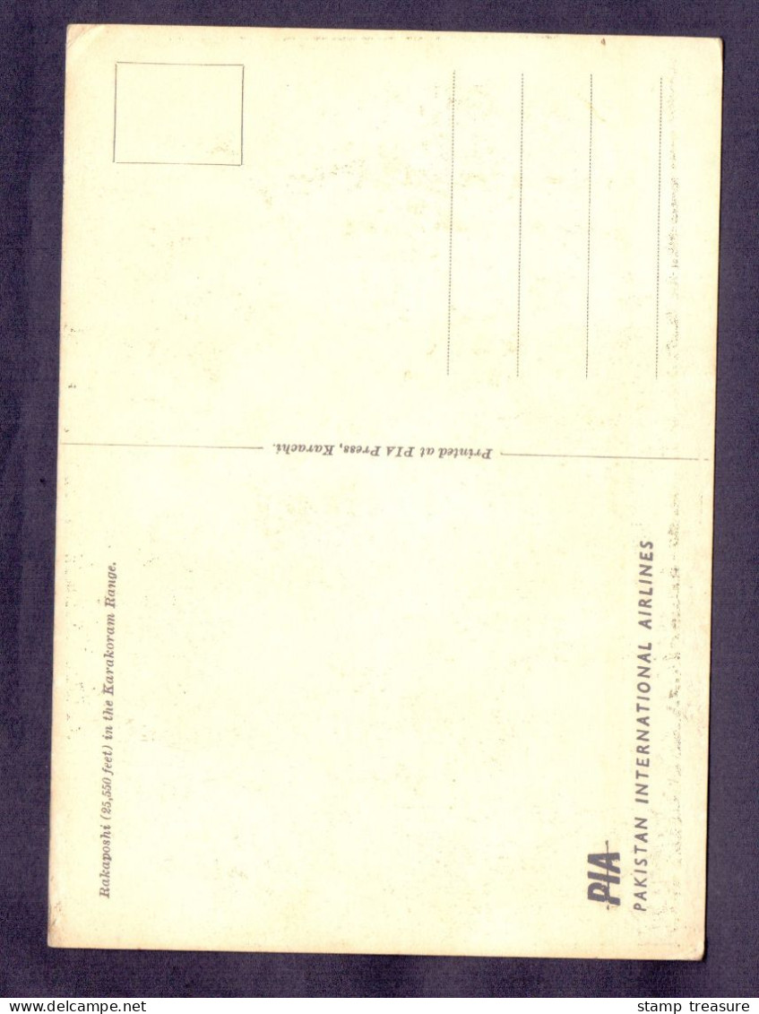 PAKISTAN POSTCARD PIA , PAKISTAN INTERNATIONAL AIRLINES * RAKAPOSHI (25,550 FEET) IN THE KARAKORAM RANGE - 1946-....: Moderne