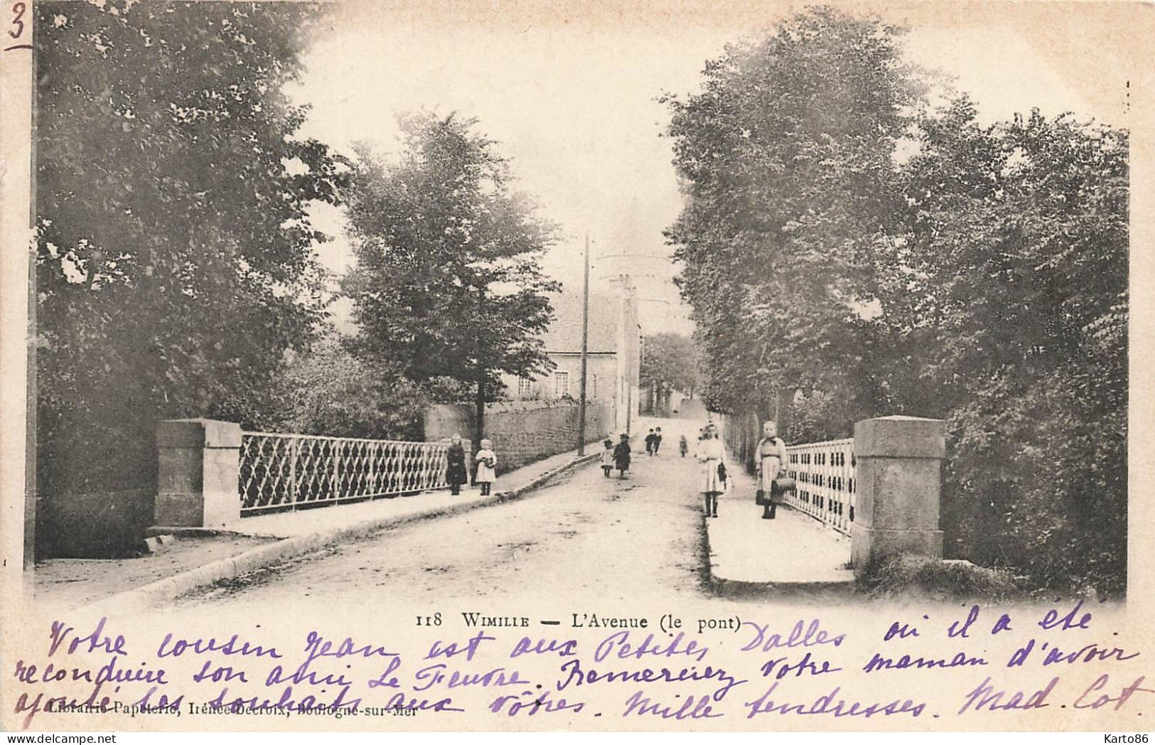 Wimille * 1903 * L'avenue Du Village Et Le Pont * Villageois - Altri & Non Classificati