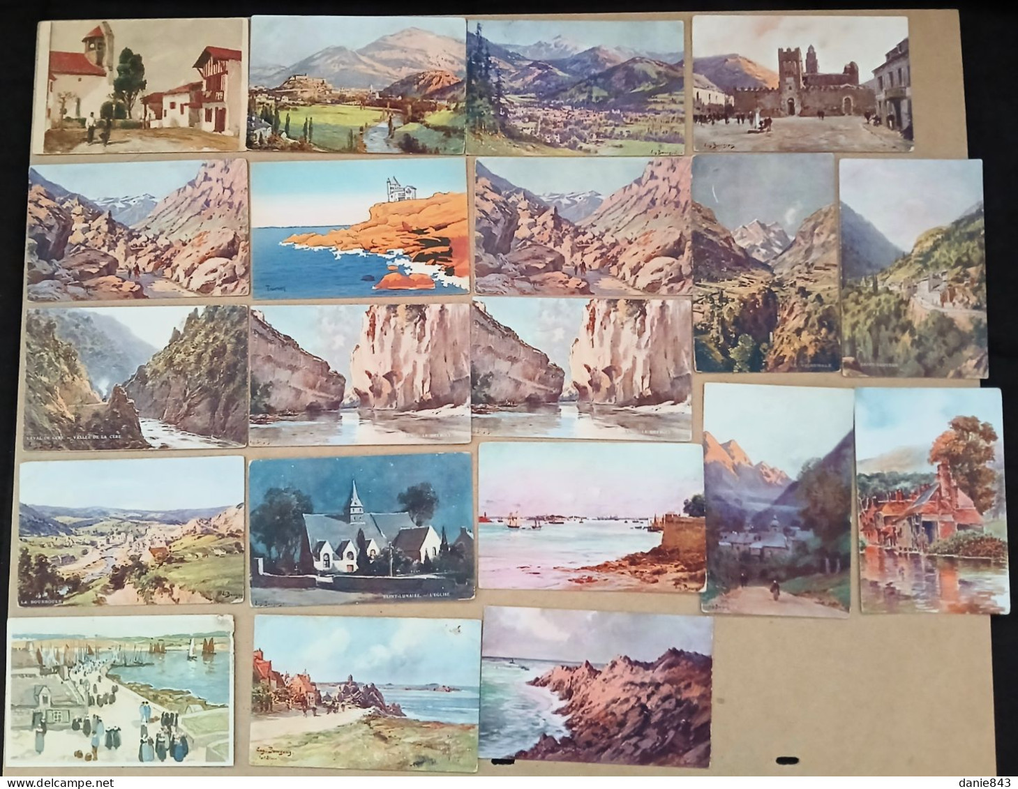 Lot De 20 CPA  ILLUSTRATEURS - Vue Principalement Des Pyrénées Et Massif Central, Quelques-une Sont Signées - - 5 - 99 Postcards