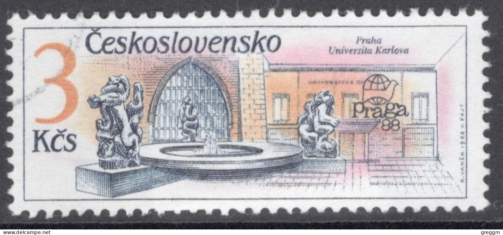 Czechoslovakia 1988 Single Stamp For Praga '88 International Stamp Exhibition - Prague Fountains In Fine Used - Used Stamps