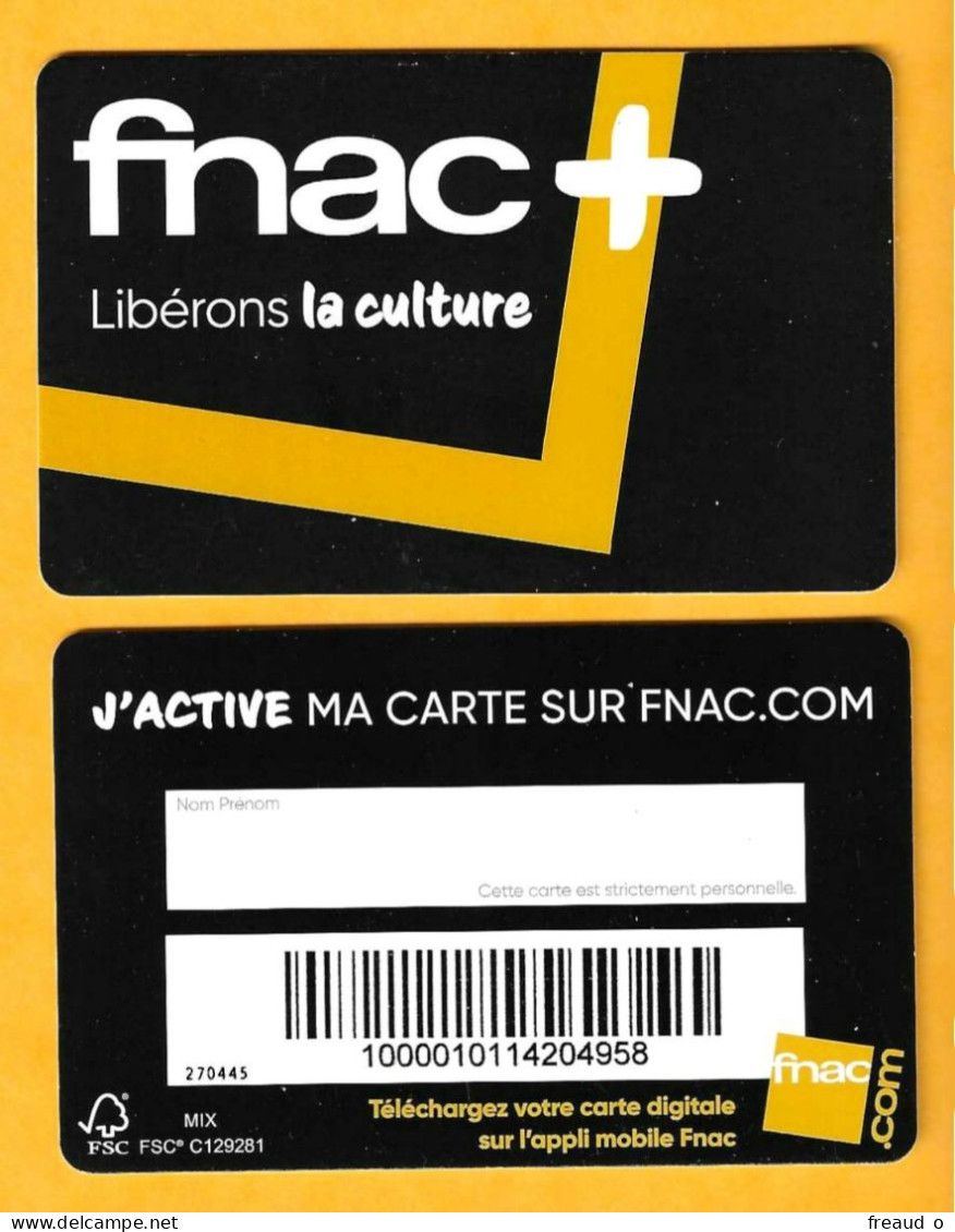 Carte Fidélité FNAC + Libérons La Culture - Sans QR Code - Gift Cards