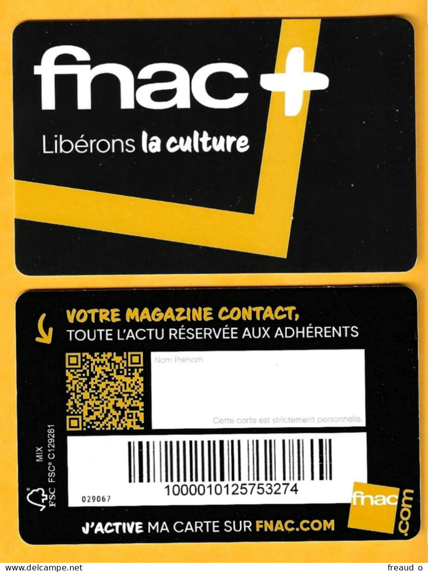 Carte Fidélité FNAC + Libérons La Culture - Avec QR Code Jaune - Gift Cards