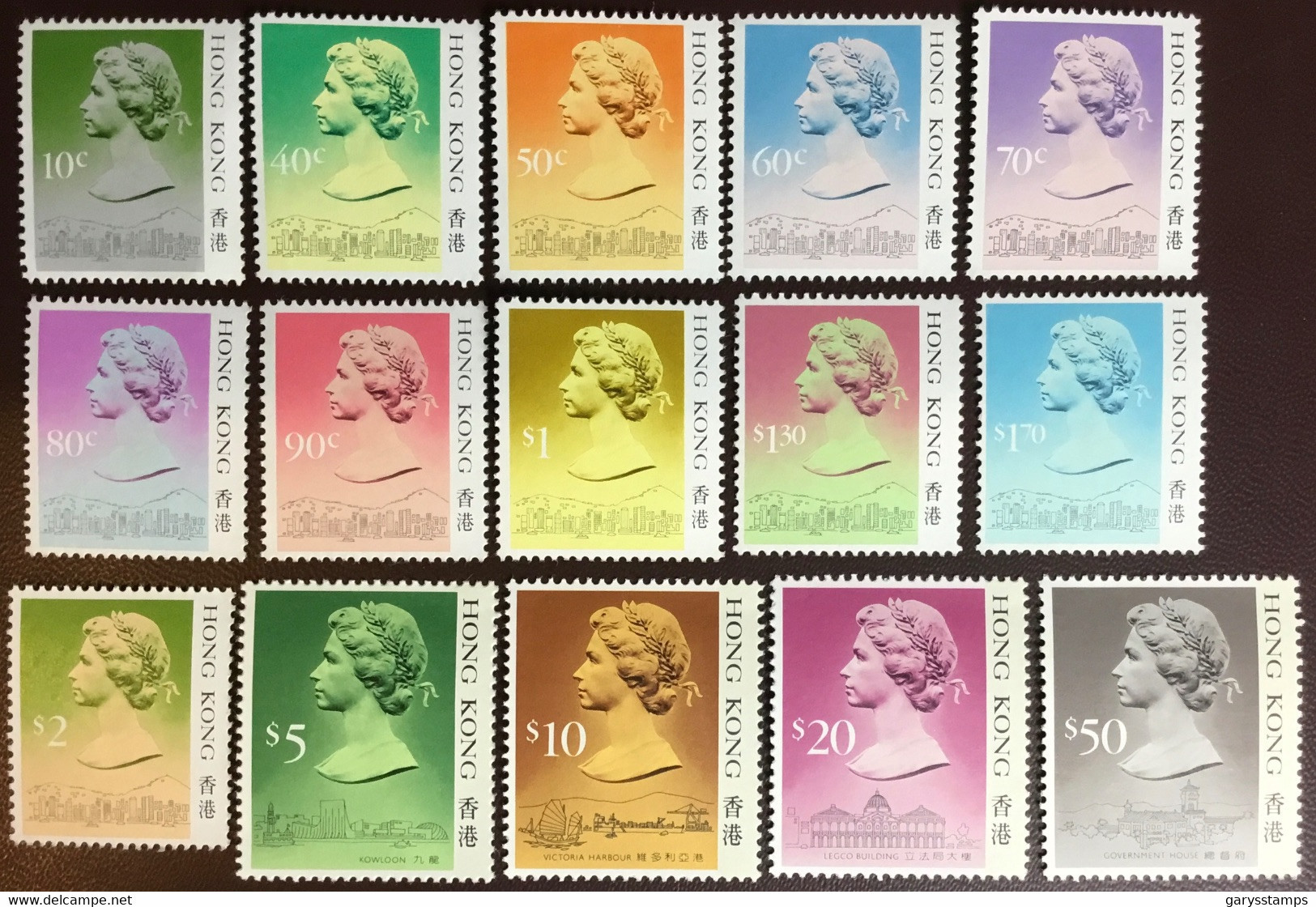Hong Kong 1987 Definitives Set Less $1.70 Type 1 (Darker Shade Under Chin) MNH - Unused Stamps