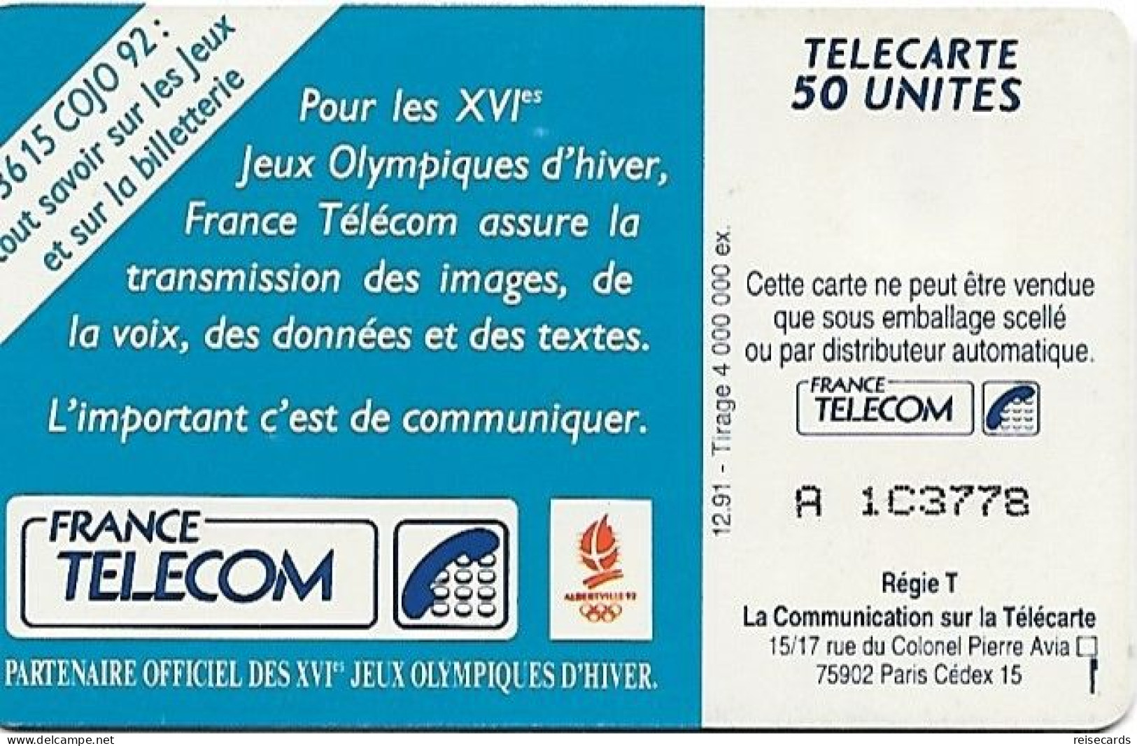 France: France Telecom 12/91 F222B Ski Acrobatique - 1991