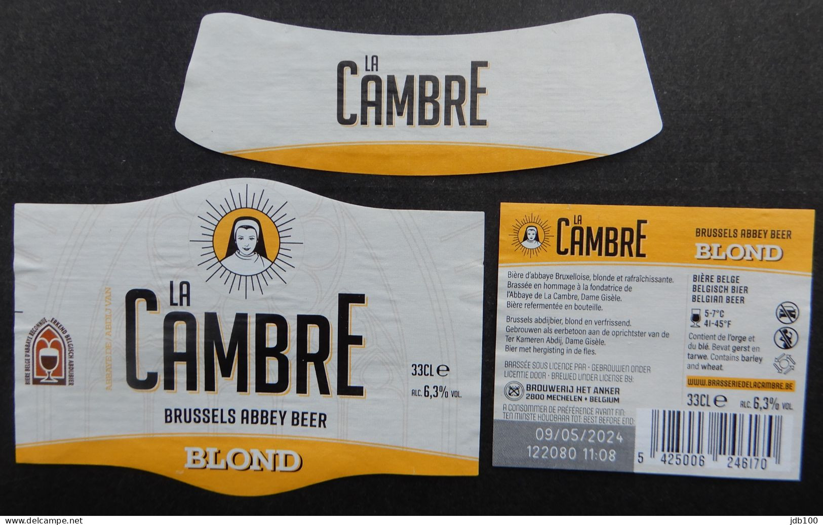 Bier Etiket (5k6a), étiquette De Bière, Beer Label, La Cambre Blond Brouwerij Het Anker - Bière
