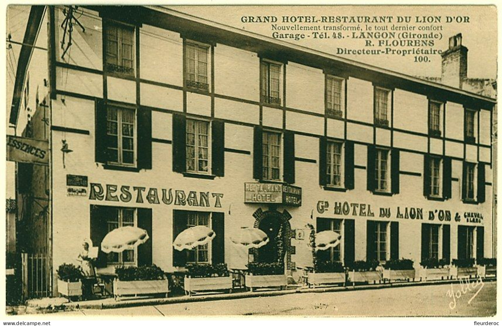 33 - CB52613CPA - LANGON - Grand Hotel Du Lion D'or -  R FLOURENS - Parfait état - GIRONDE - Langon
