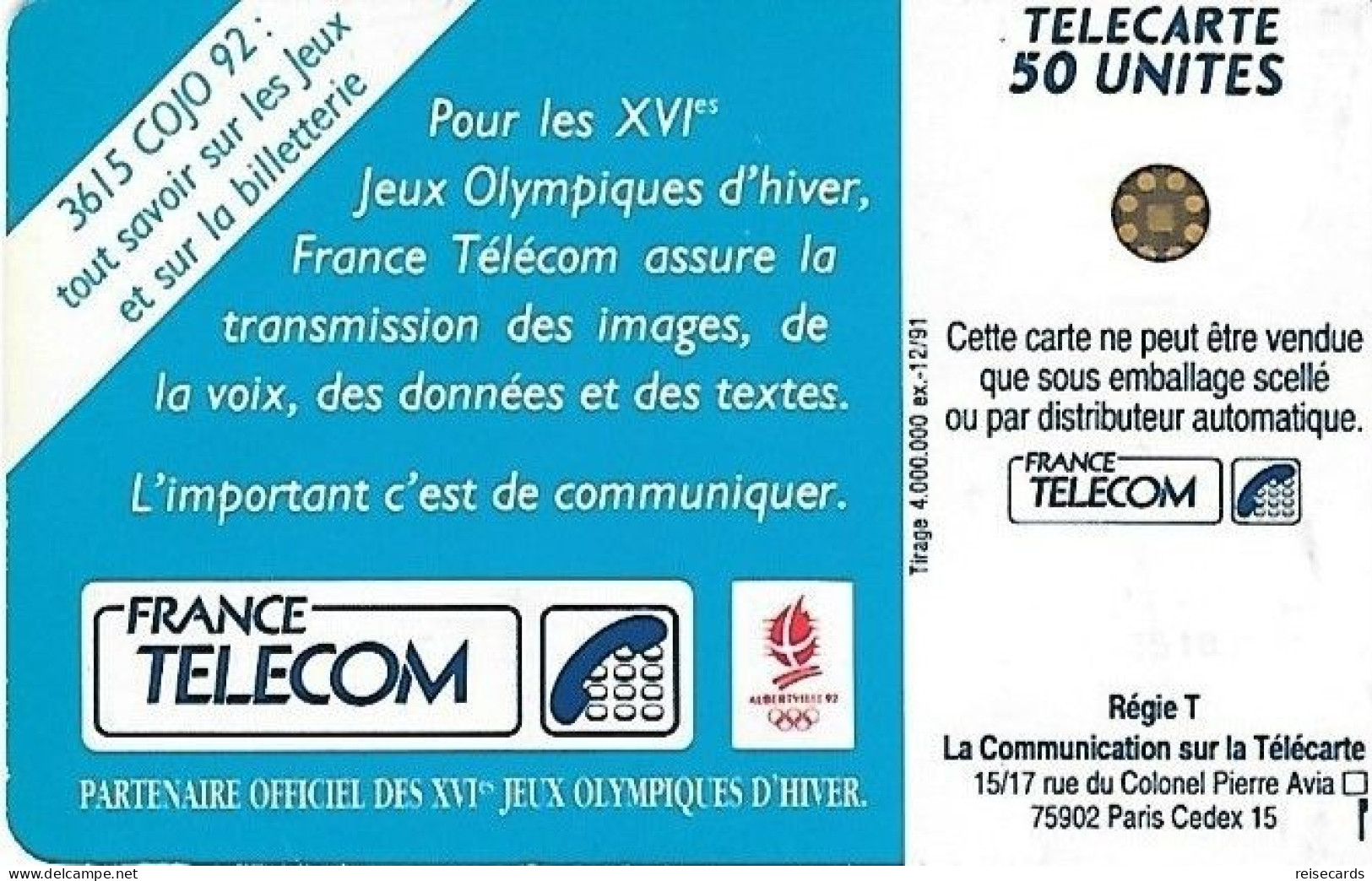 France: France Telecom 12/91 F222 Ski Acrobatique - 1991