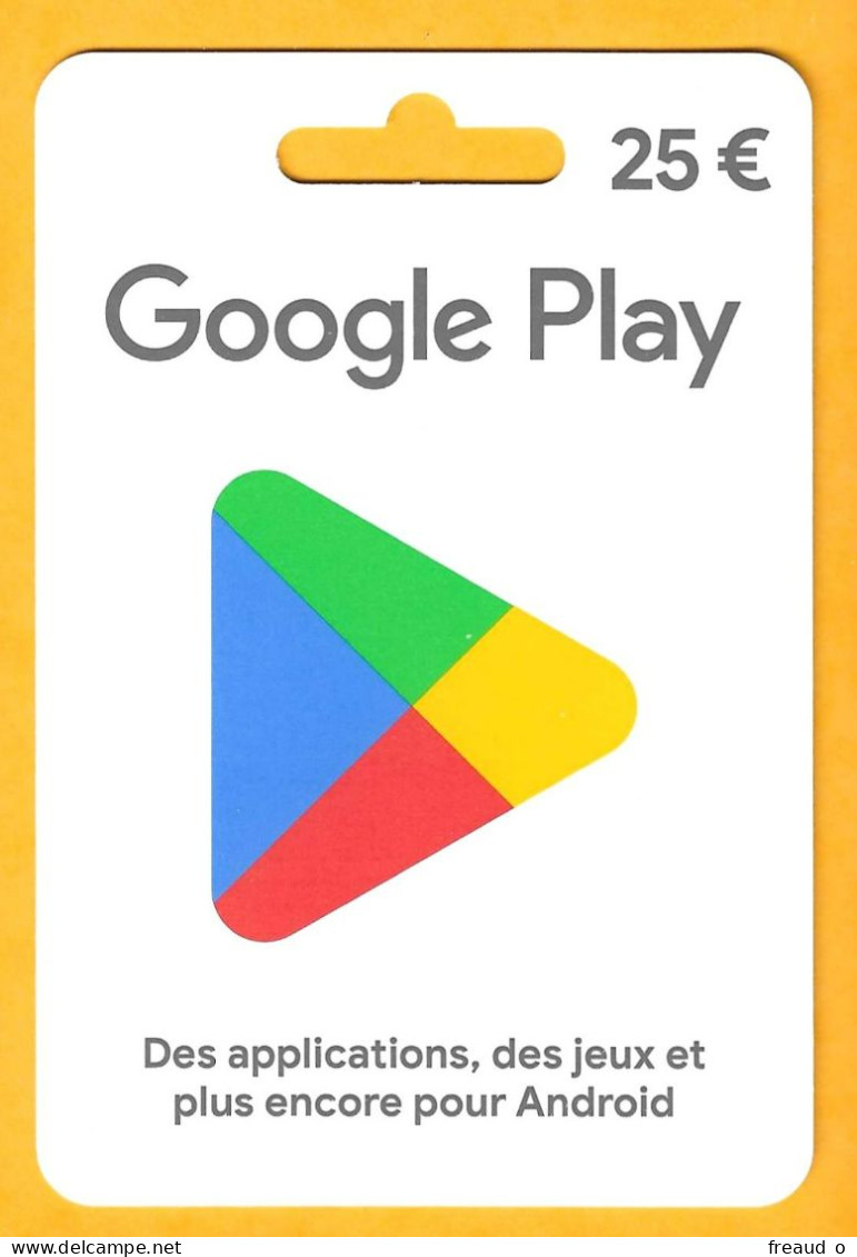 Carte Cadeau Google Play 25€ - A61 - - Tarjetas De Regalo