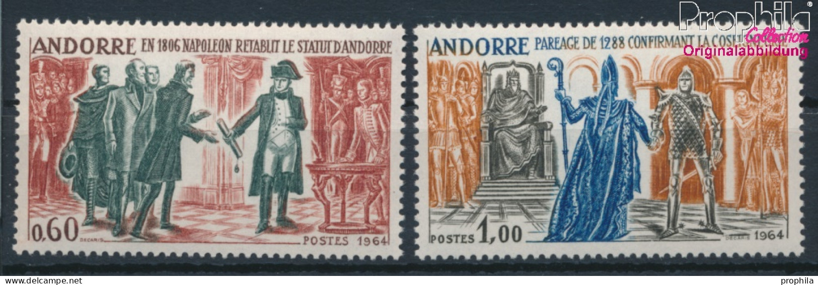 Andorra - Französische Post 183-184 (kompl.Ausg.) Postfrisch 1964 Geschichtsbilder (10368389 - Nuevos