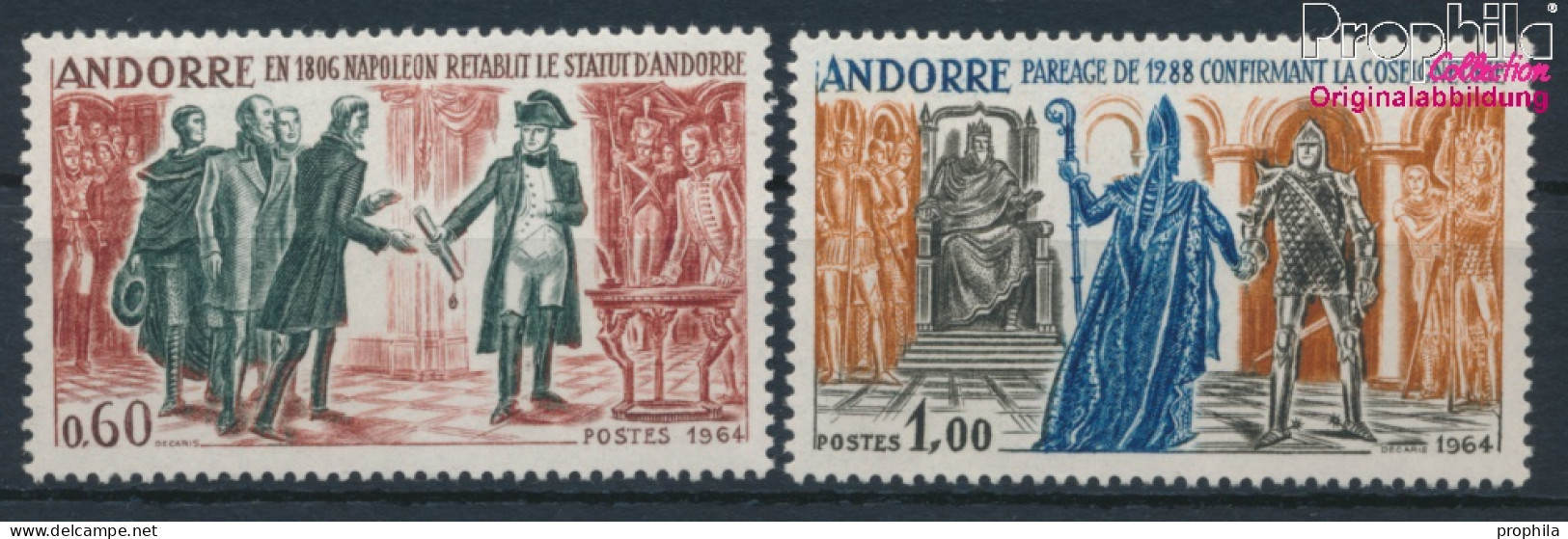 Andorra - Französische Post 183-184 (kompl.Ausg.) Postfrisch 1964 Geschichtsbilder (10368755 - Ongebruikt