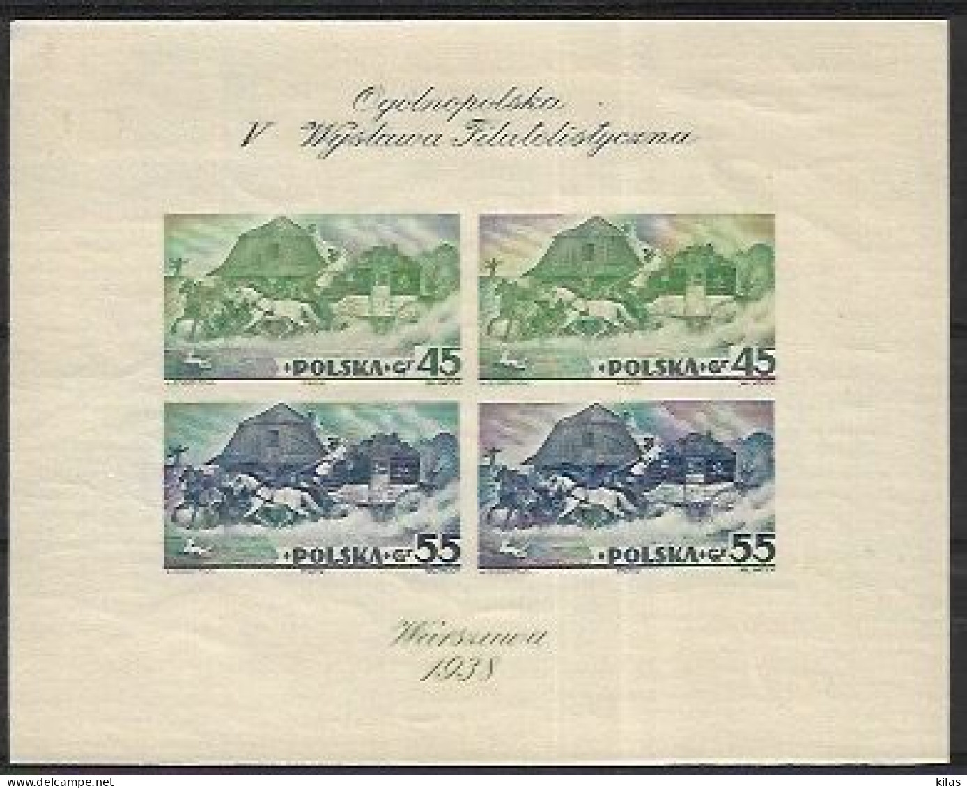 POLAND 1938 Warsaw Philatelic Exhibition Imperforated  MNH - Blocs & Feuillets