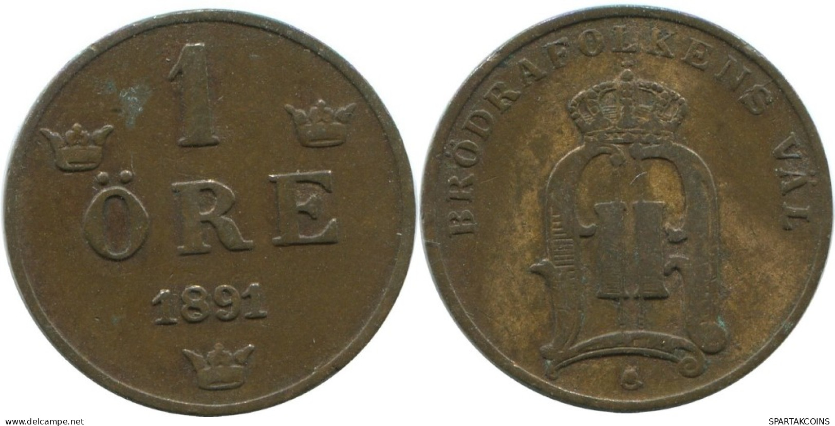 1 ORE 1891 SUECIA SWEDEN Moneda #AD423.2.E.A - Zweden
