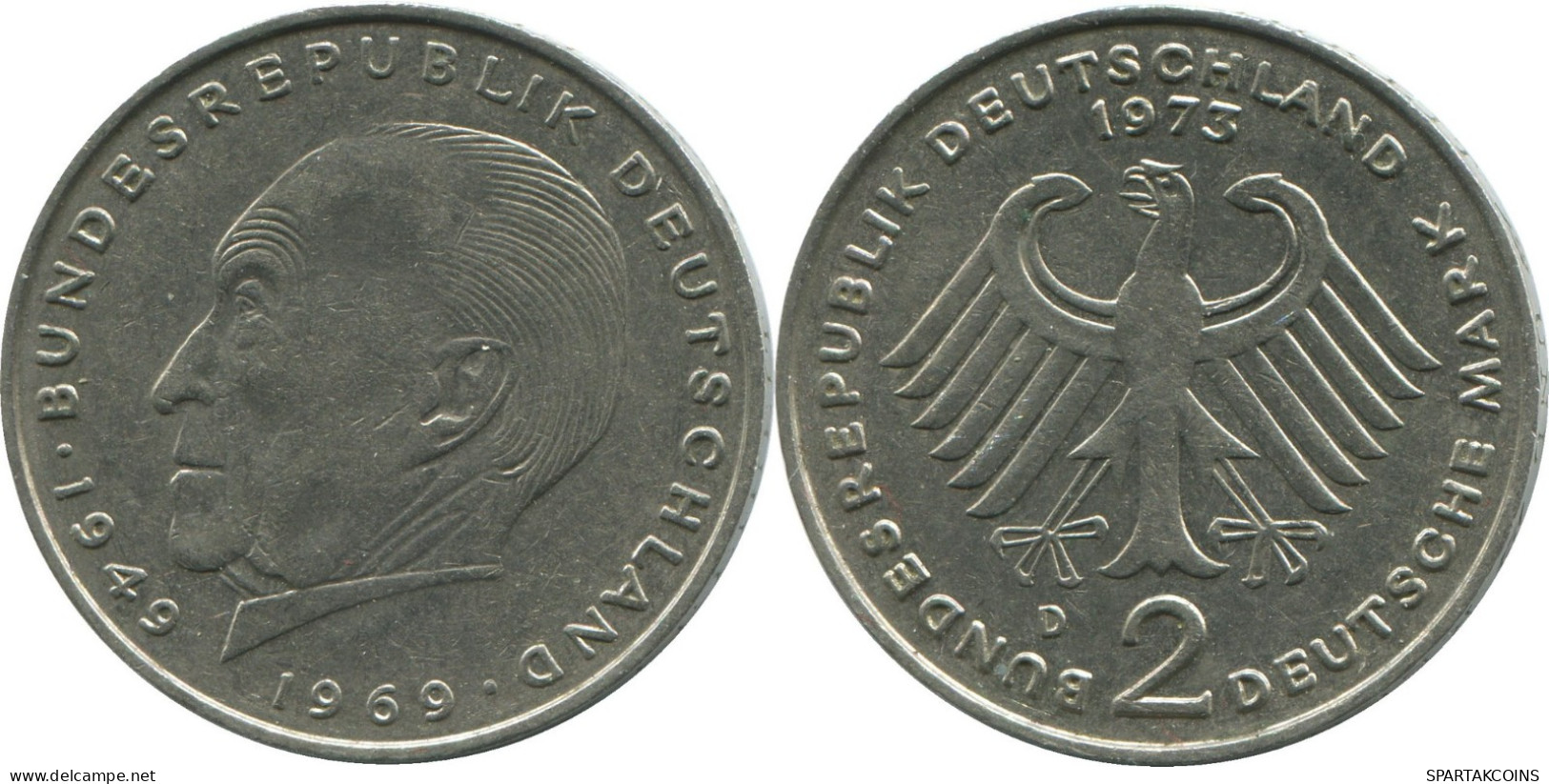 2 DM 1973 D BRD ALEMANIA Moneda GERMANY #DE10388.5.E.A - 2 Marchi
