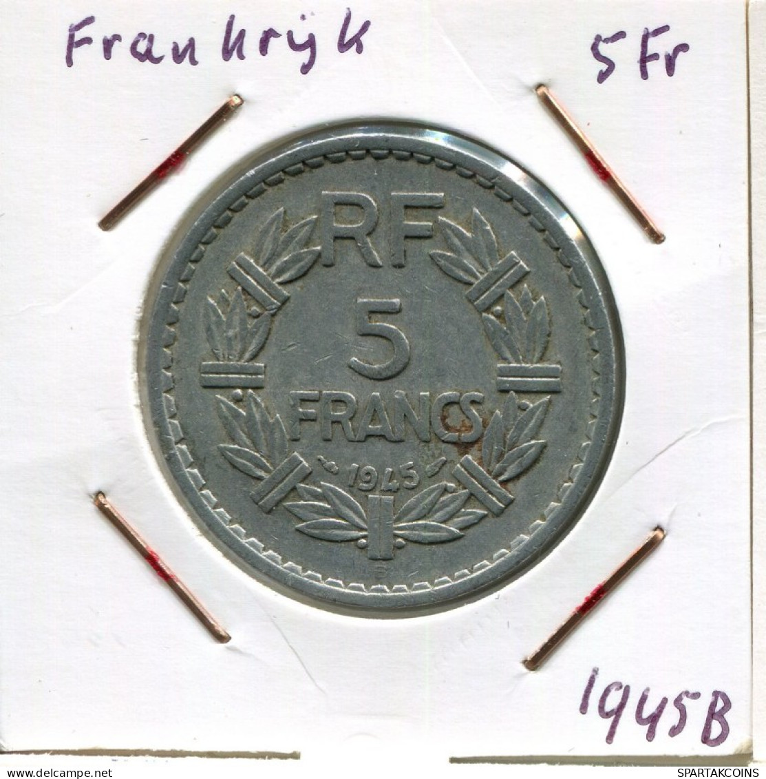 5 FRANCS 1945 FRANCE Pièce Française #AM623.F.A - 5 Francs