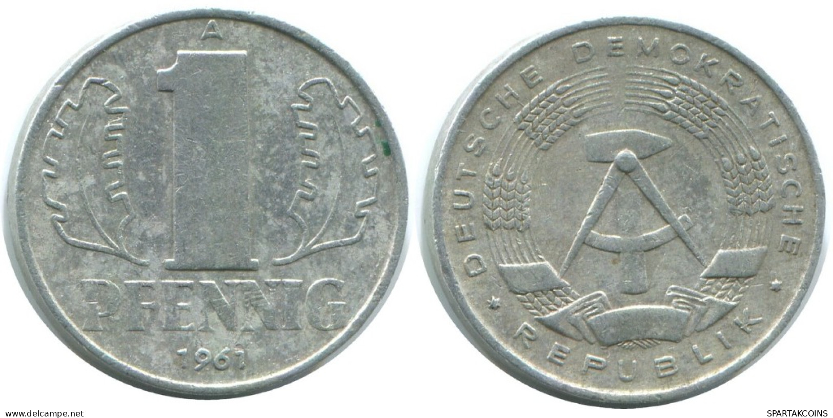 1 PFENNIG 1961 A DDR EAST DEUTSCHLAND Münze GERMANY #AE056.D.A - 1 Pfennig