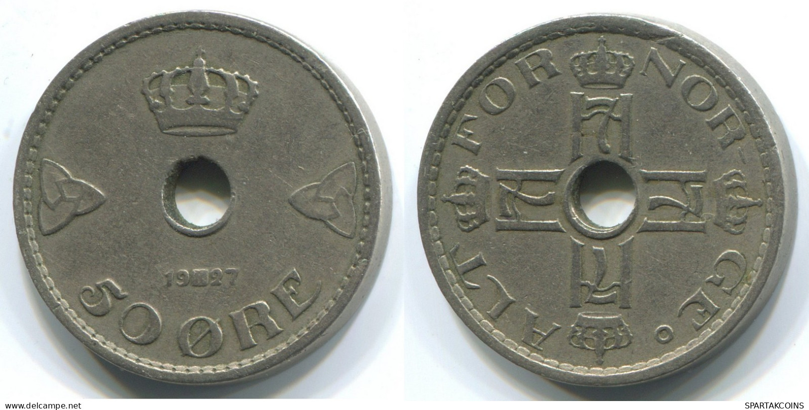 50 ORE 1927 NORWAY Coin #WW1039.U.A - Norway