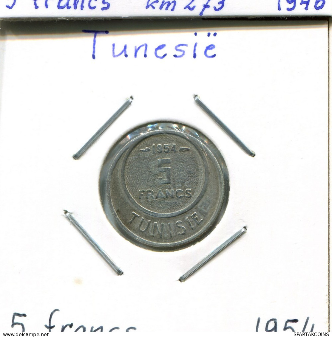 5 FRANCS 1954 TÚNEZ TUNISIA Moneda Muhammad VIII #AP810.2.E.A - Túnez