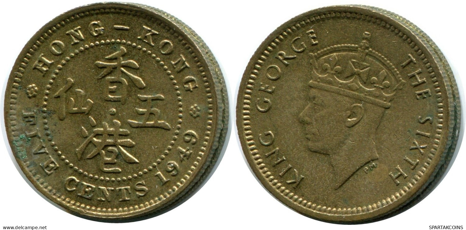 5 CENTS 1949 HONG KONG Moneda #AY588.E.A - Hongkong