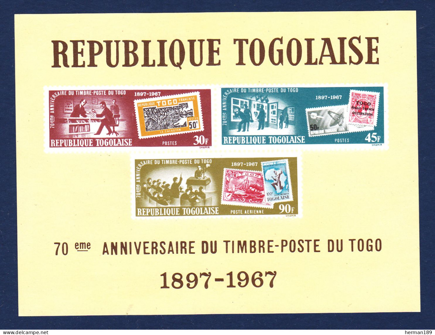 TOGO BLOC N°   28 ** MNH Neuf Sans Charnière, TB (CLR300) Anniversaire Du Timbre - 1967 - Togo (1960-...)