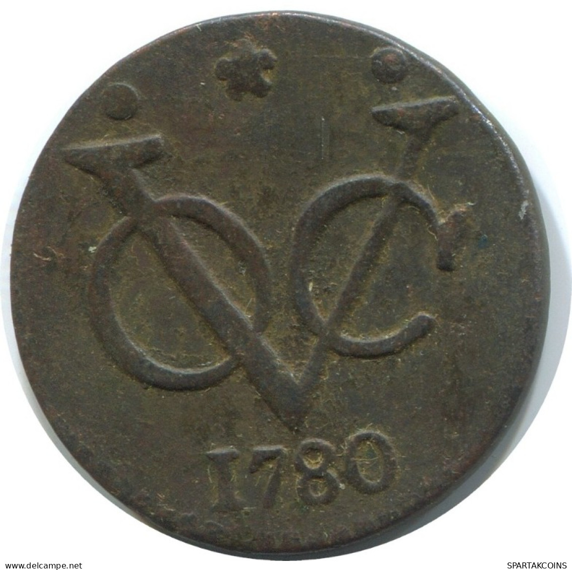 1780 WEST FRIESLAND VOC DUIT NETHERLANDS EAST INDIA COLONIAL PENNY #AE815.27.U.A - Nederlands-Indië