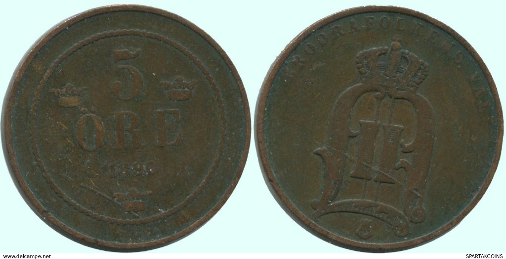 5 ORE 1890 SCHWEDEN SWEDEN Münze #AC638.2.D.A - Zweden
