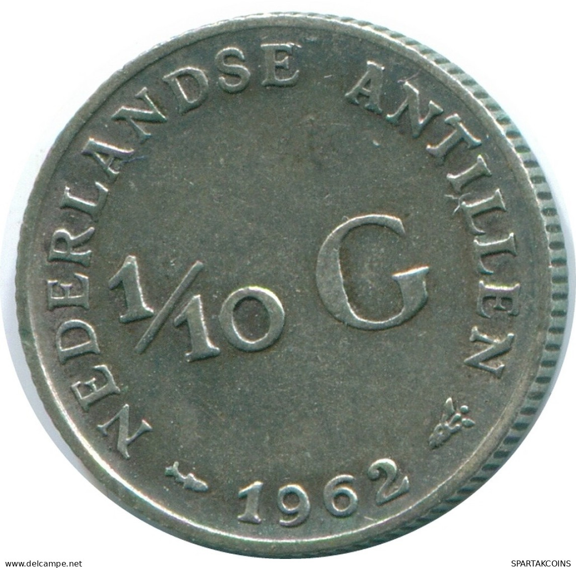 1/10 GULDEN 1962 ANTILLES NÉERLANDAISES ARGENT Colonial Pièce #NL12434.3.F.A - Nederlandse Antillen