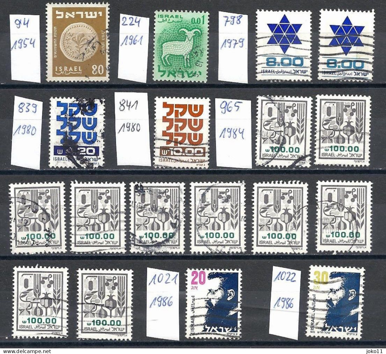 Israel, 1954-1986, 18 Marken, Gestempelt - Used Stamps (without Tabs)