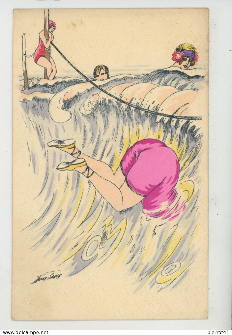 Illustrateur XAVIER SAGER - Jolie Carte Fantaisie Femmes Baigneuses "BORD DE LA MER " - Série N°60 - Sager, Xavier