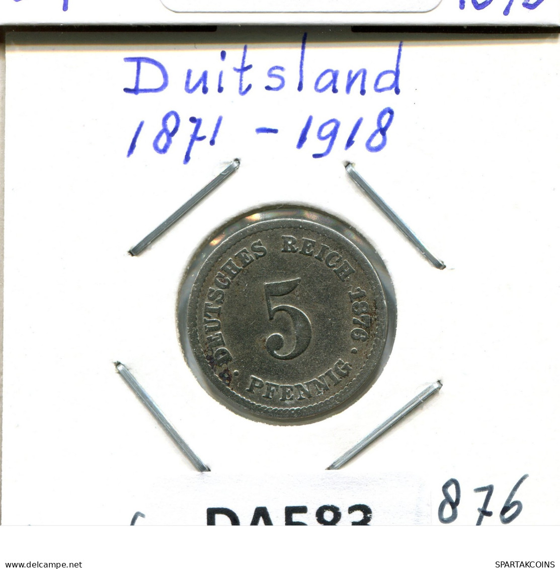 5 PFENNIG 1876 A DEUTSCHLAND Münze GERMANY #DA583.2.D.A - 5 Pfennig