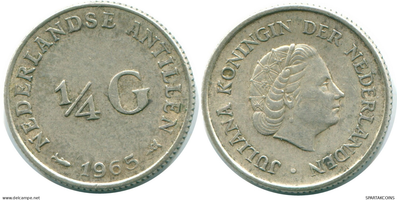 1/4 GULDEN 1965 NETHERLANDS ANTILLES SILVER Colonial Coin #NL11373.4.U.A - Antille Olandesi