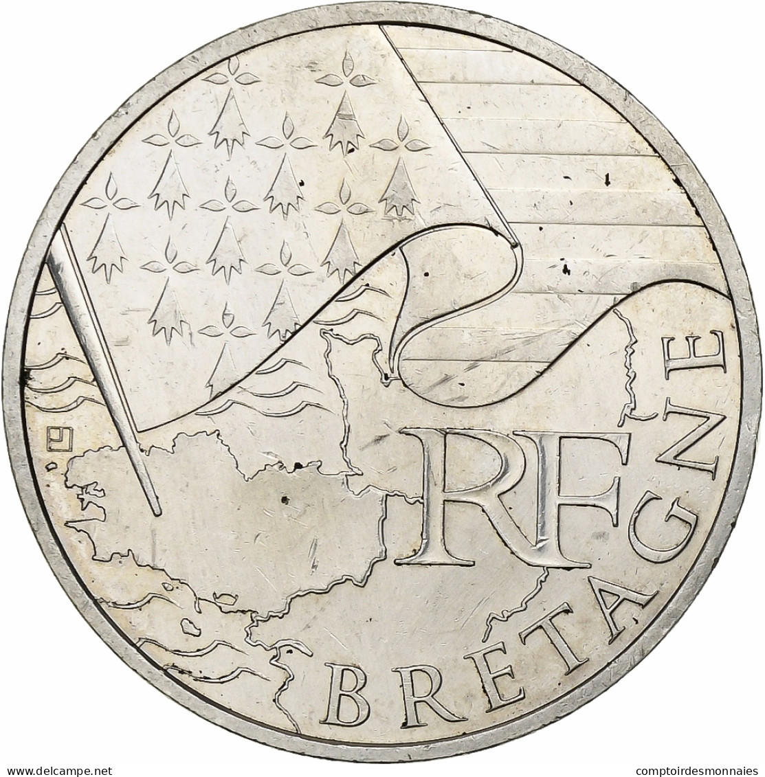 France, 10 Euro, Bretagne, 2010, Paris, Argent, SPL, KM:1648 - Francia