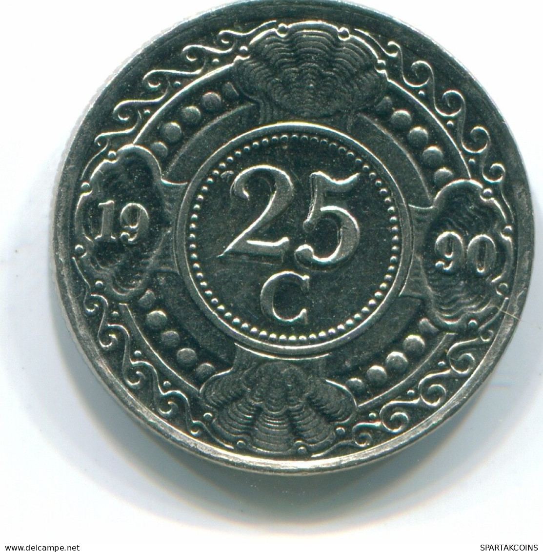 25 CENTS 1990 ANTILLAS NEERLANDESAS Nickel Colonial Moneda #S11265.E.A - Antilles Néerlandaises
