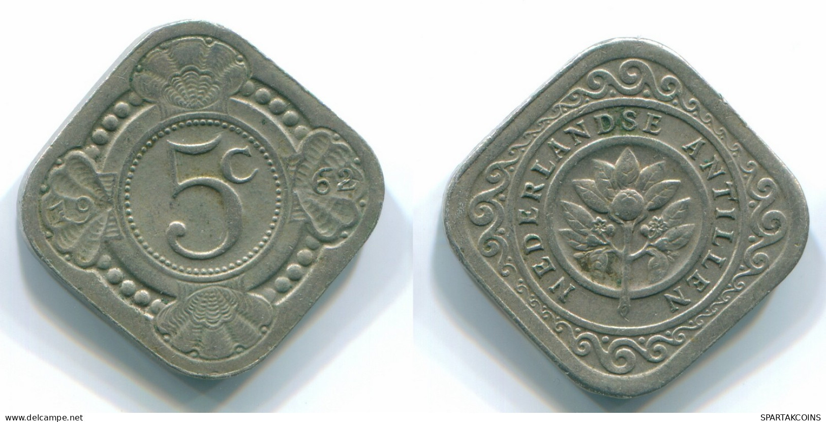 5 CENTS 1962 NETHERLANDS ANTILLES Nickel Colonial Coin #S12413.U.A - Antilles Néerlandaises