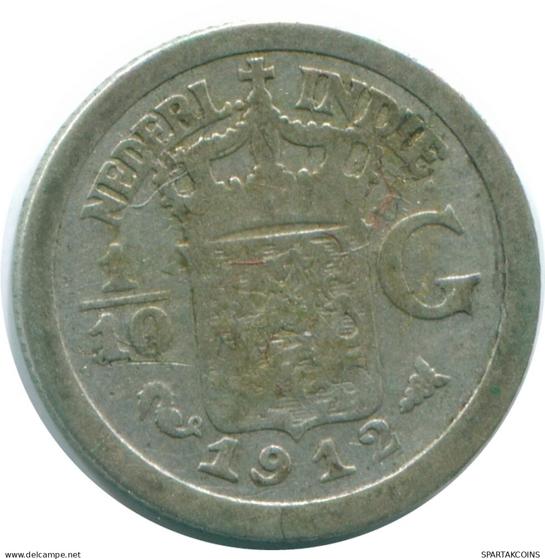 1/10 GULDEN 1912 NIEDERLANDE OSTINDIEN SILBER Koloniale Münze #NL13275.3.D.A - Indie Olandesi