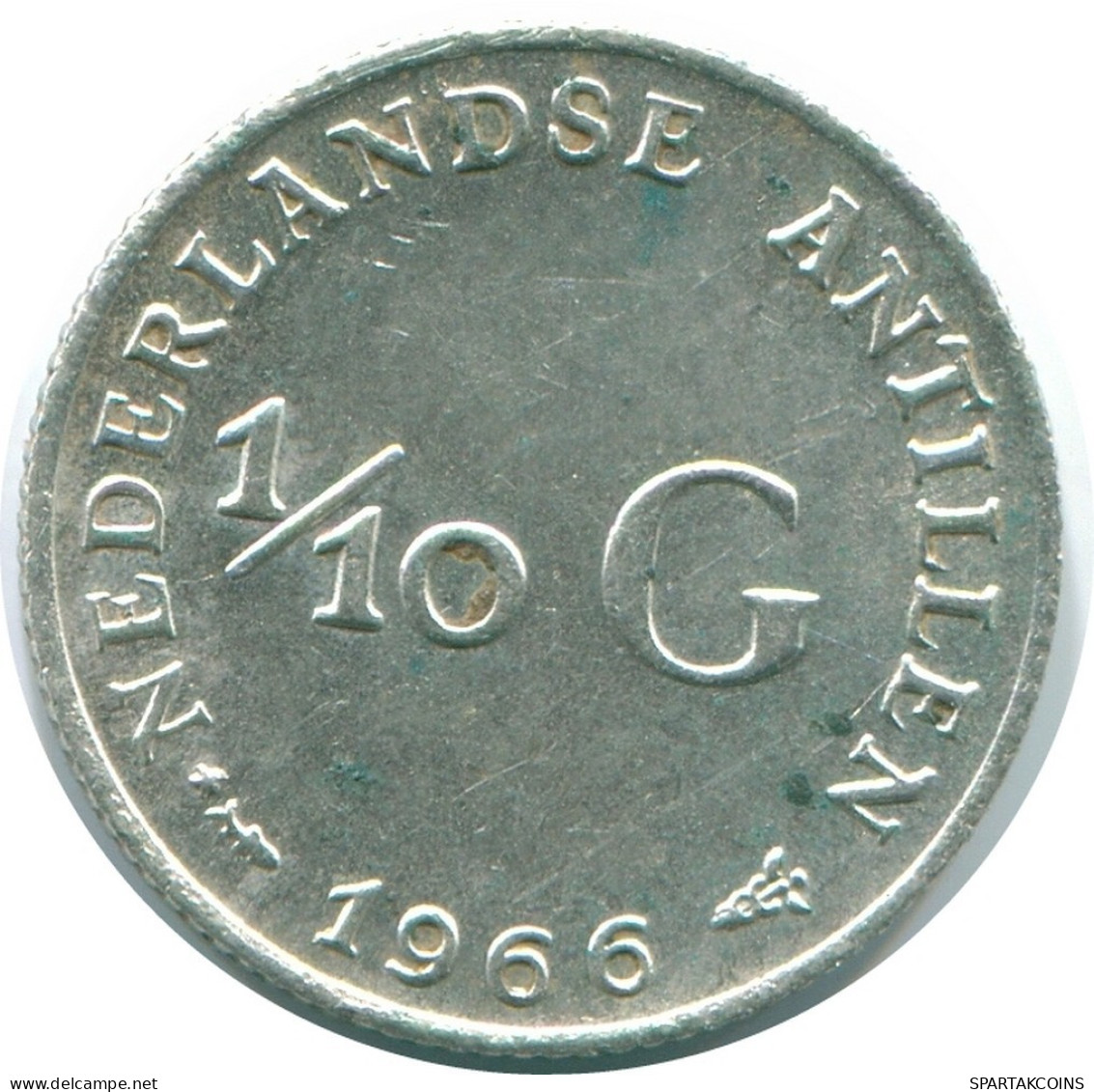 1/10 GULDEN 1966 ANTILLES NÉERLANDAISES ARGENT Colonial Pièce #NL12741.3.F.A - Antilles Néerlandaises