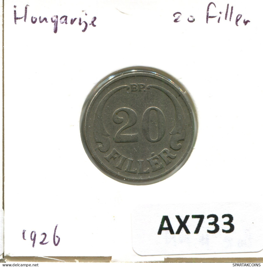 20 FILLER 1926 HUNGRÍA HUNGARY Moneda #AX733.E.A - Ungheria